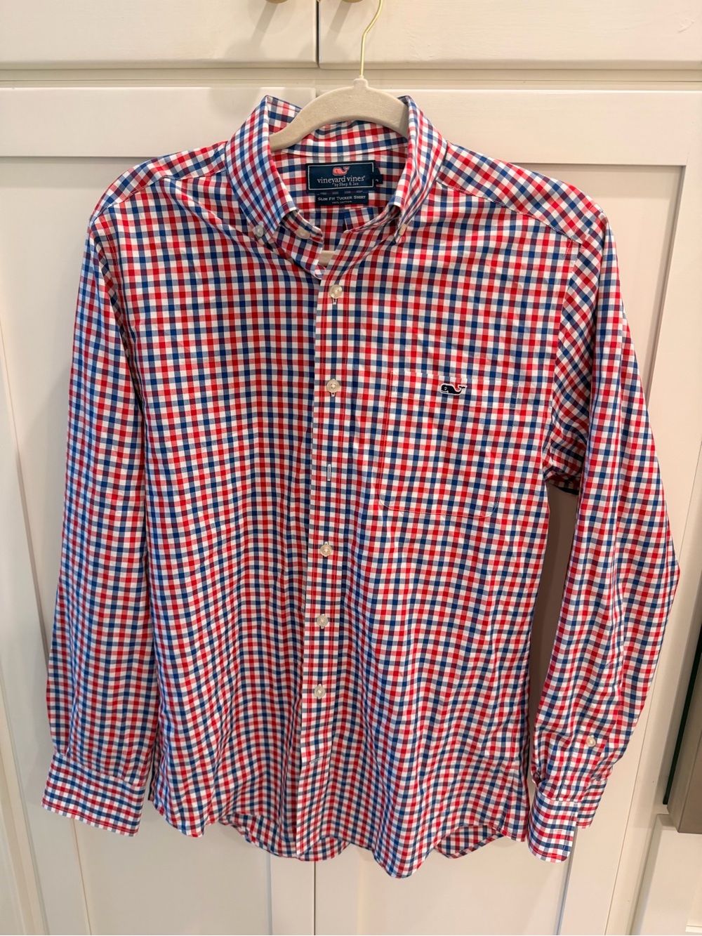 Vineyard Vines Men's Red & Blue Gingham Shirt! Shep & Ian! Excellent condition!